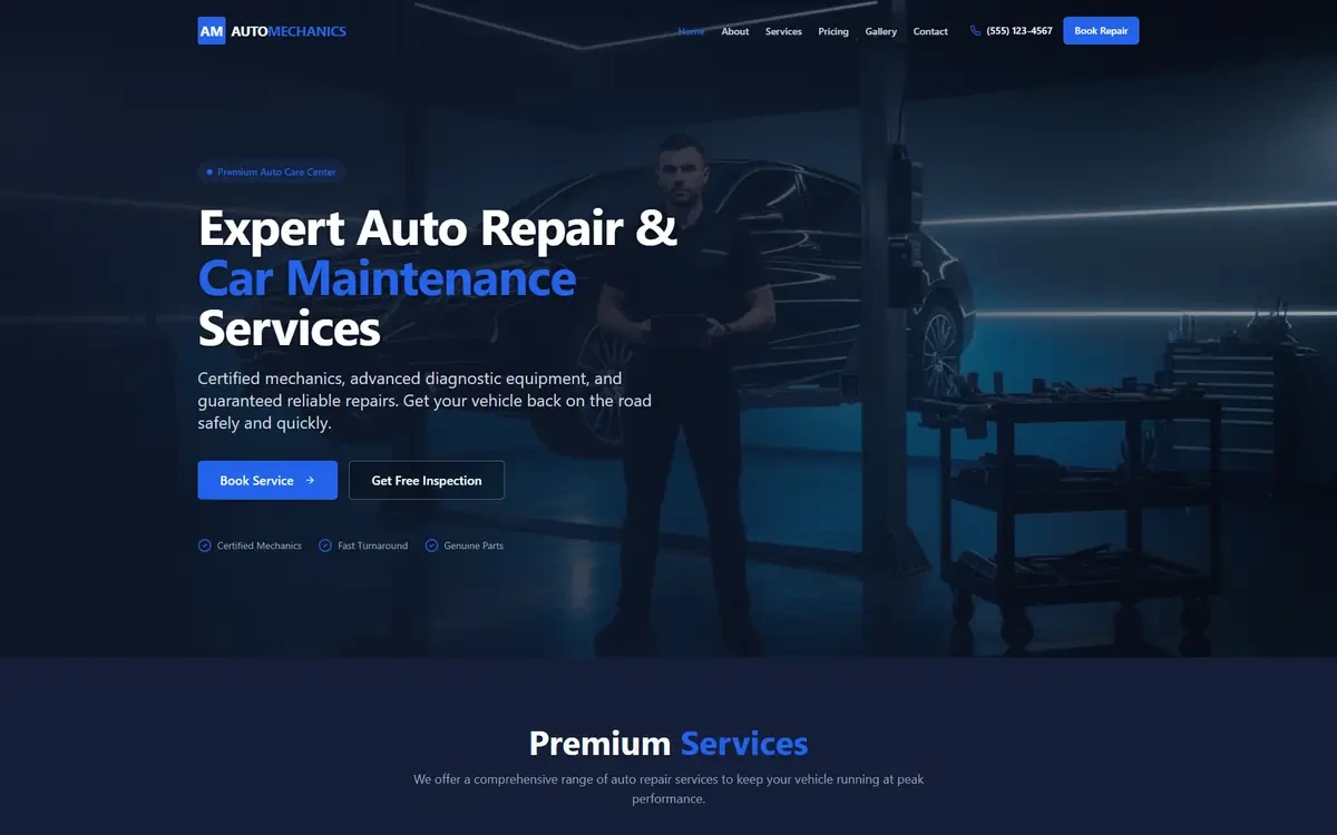 Car Mechanic AI Studio Website Template for GoHighLevel