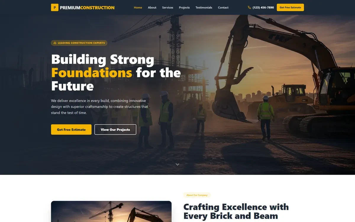 Construction AI Studio Website Template for GoHighLevel