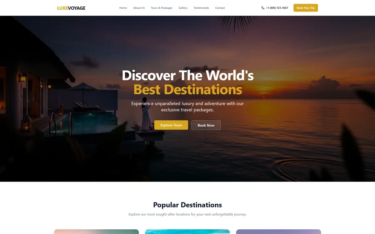 Tourism AI Studio Website Template for GoHighLevel