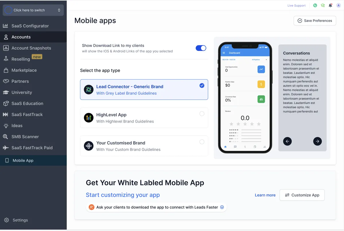How to Promote and Customize Your Mobile App: A Comprehensive Guide : HighLevel Support Portal