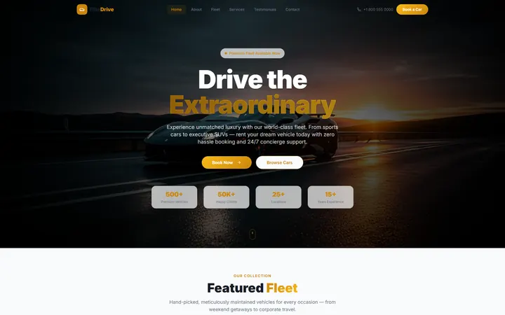 Car Rental GoHighLevel AI Studio website template home page design