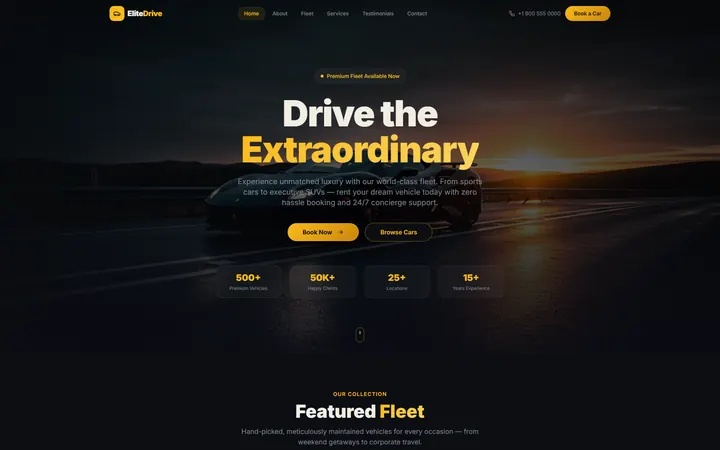 Car Rental GoHighLevel AI Studio website template home page design
