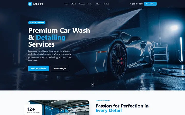 Car Wash GoHighLevel AI Studio website template home page design
