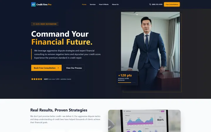 Credit Repair GoHighLevel AI Studio website template home page design
