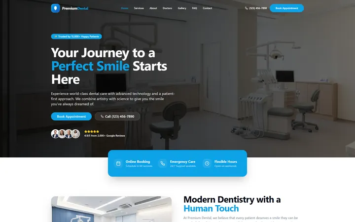 Dental GoHighLevel AI Studio website template home page design