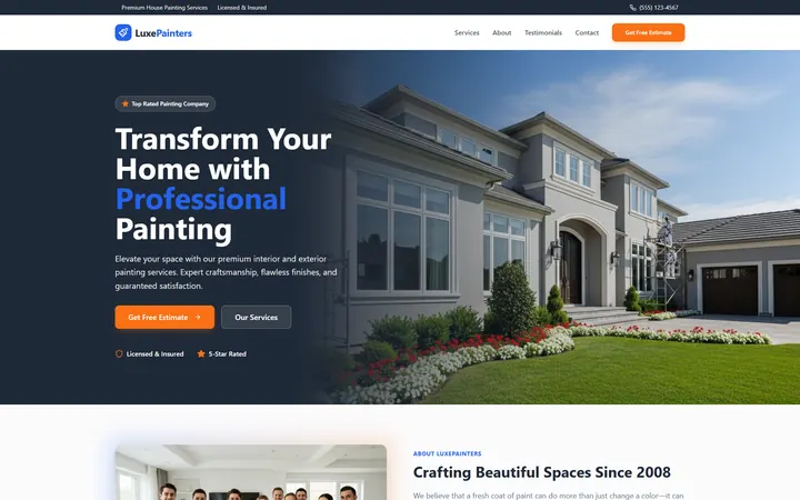 House Painting GoHighLevel AI Studio website template home page design