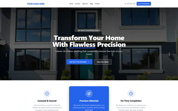 House Painting GoHighLevel AI Studio website template home page design