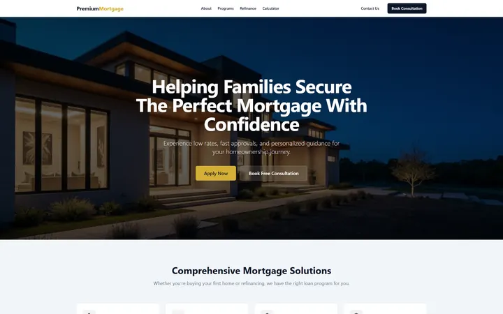 Mortgage GoHighLevel AI Studio website template home page design