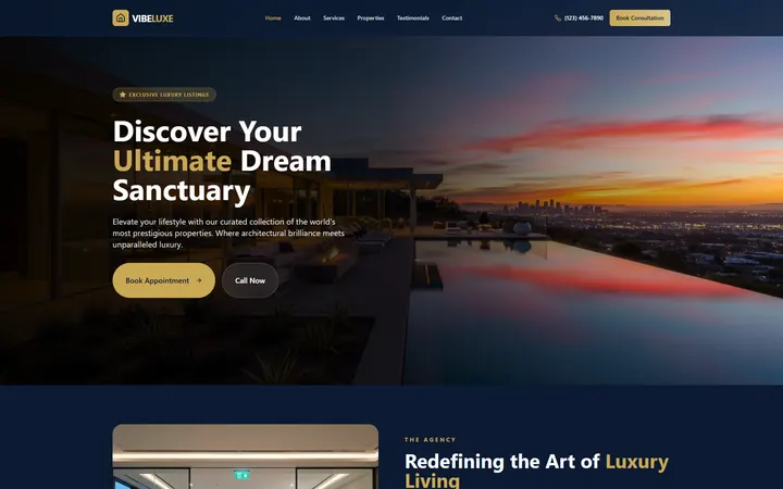 Real Estate GoHighLevel AI Studio website template home page design