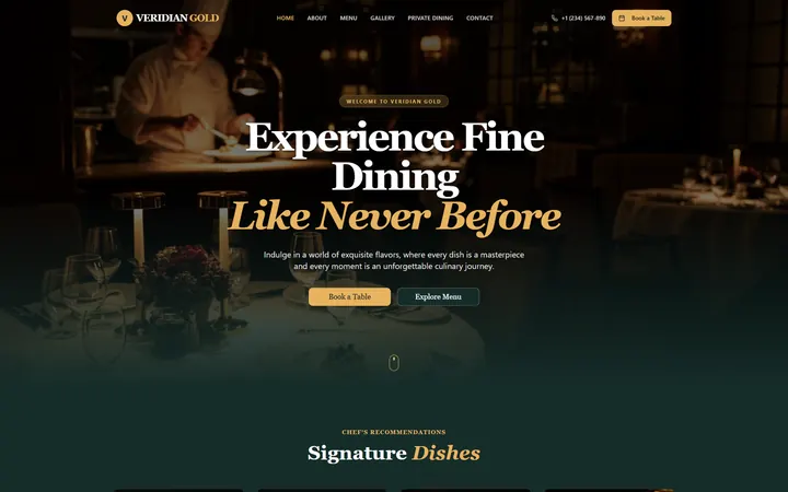 Restaurant GoHighLevel AI Studio website template home page design