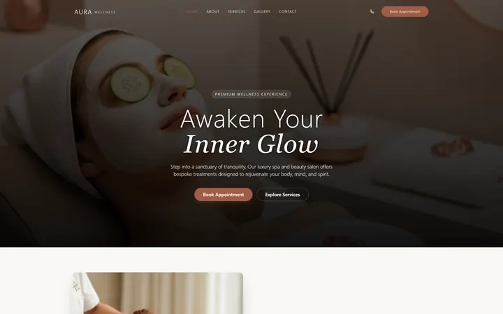Spa & Wellness GoHighLevel AI Studio website template home page design