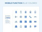 180 Mobile Functions Icons Blue Colored