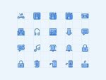 180 Mobile Functions Icons Blue Colored - Image 3
