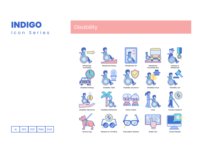 70 Disability Icons- Indigo Series - Image 4
