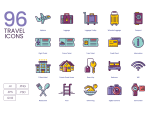 96 Travel Icons - Lilac Series