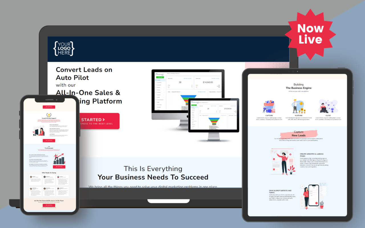 GHL Custom Dashboard - L1 - Red Color 1 SAAS-Snapshot