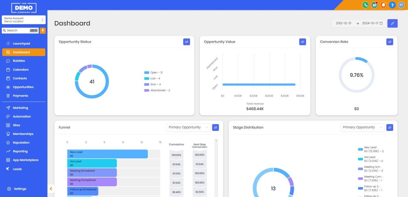 GHL Custom Dashboard - L4 - greenish Color 4 blue dashboard customization