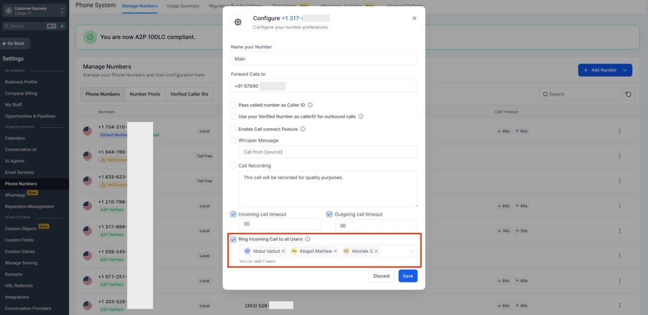 Transfer Incoming Calls to Multiple Agents in GoHighLevel 2 aH5sWzDR4fl4cfAfxsGW448 oQphg6ABvA