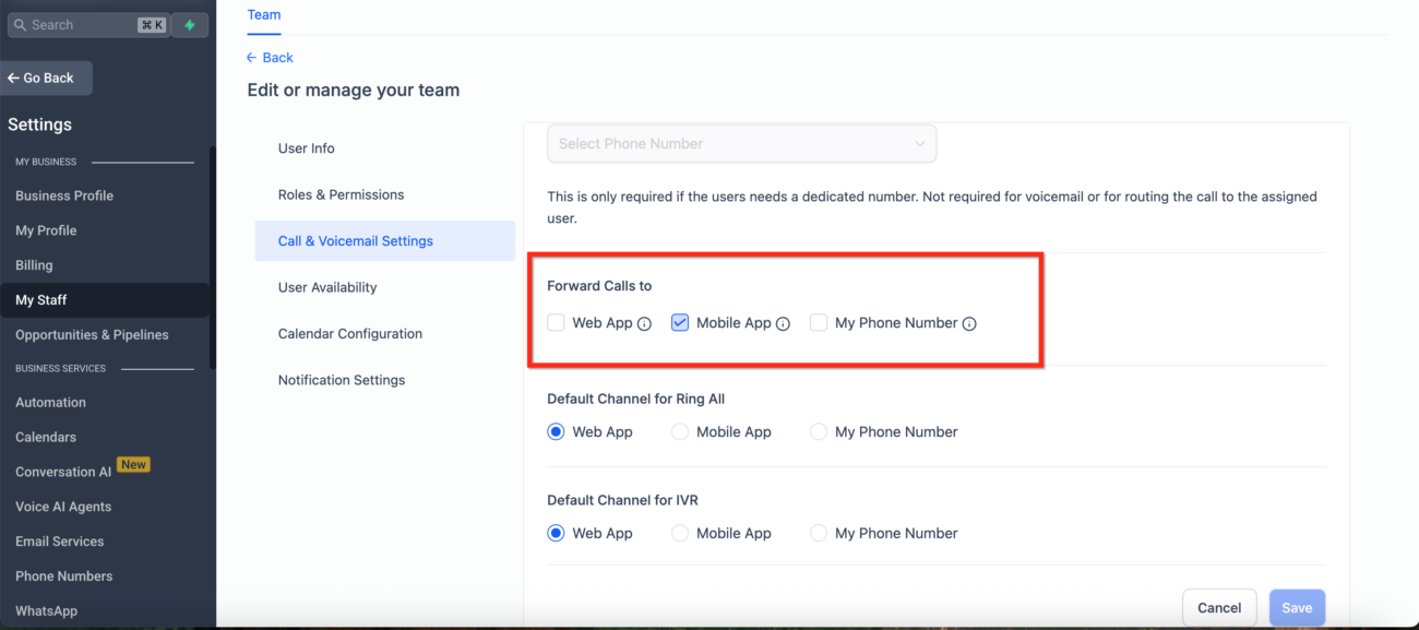 Receive GoHighLevel Incoming Calls via Mobile App 2 Forward Calls to Mobile App