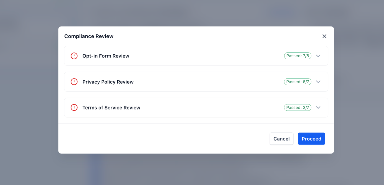Discover how to avoid A2P rejections using AI to validate opt-in forms, policies, and terms before submission.