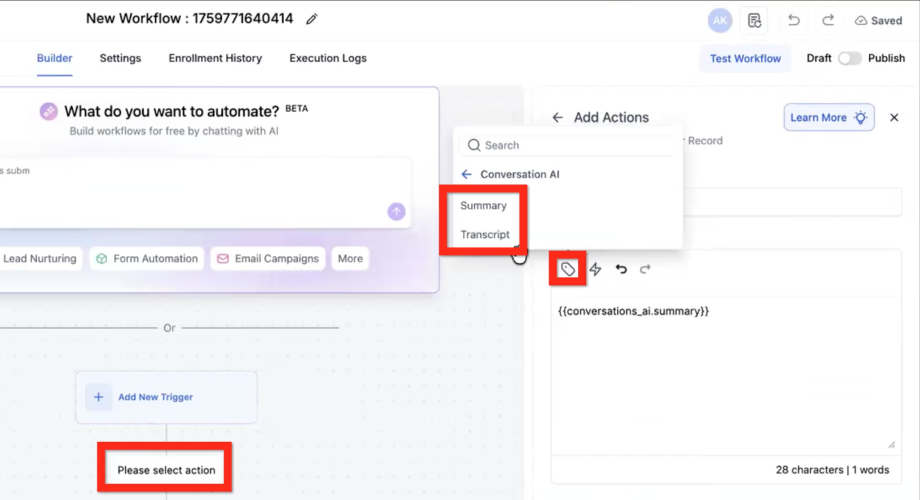 Conversation AI Summary and Transcript Feature Guide 2 Discover how Conversation AI automatically generates session-based summaries and transcripts to power workflows and improve customer communication tracking.
