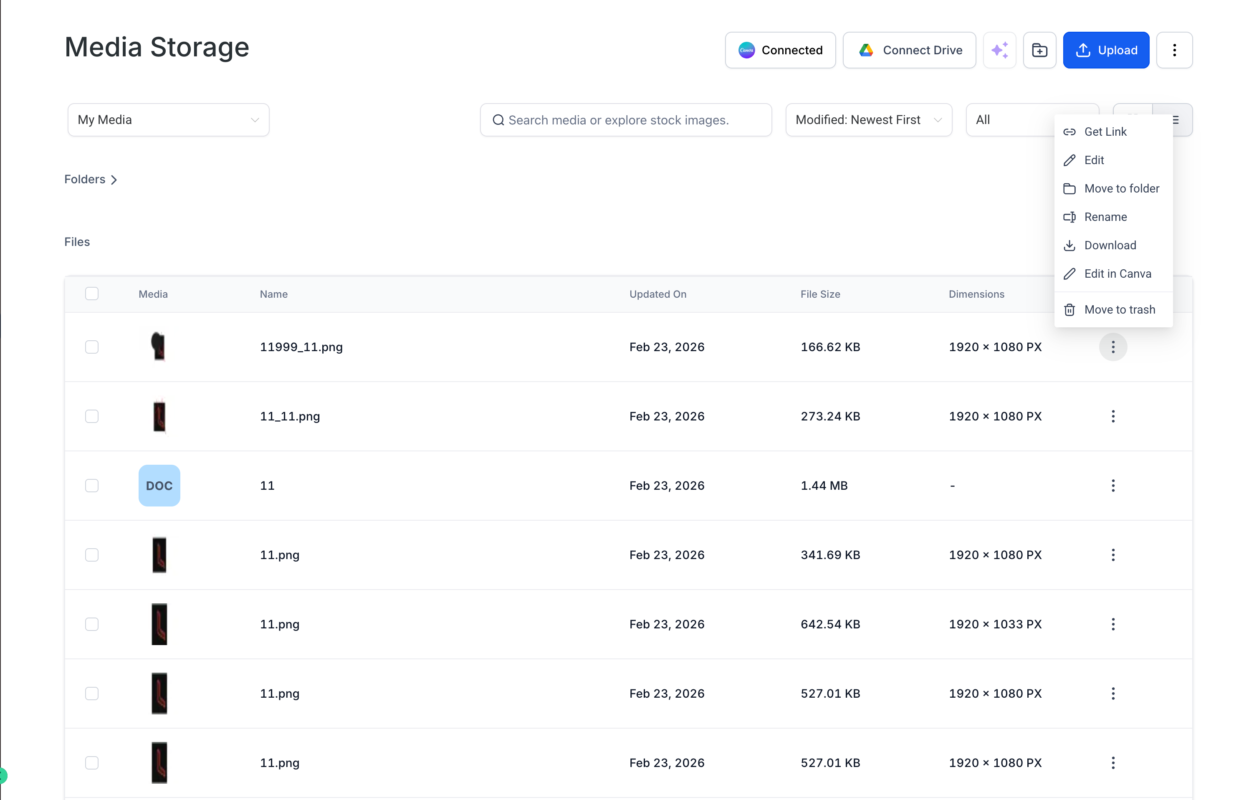 Canva Integration in Media Storage 3 Step-by-step guide to setting up Canva inside Media Storage and simplifying your design workflow.